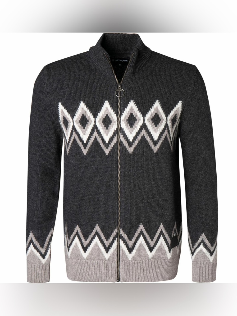 BARBOUR Men's Egdon Knitted Zip Sweater in Dark Gray Size XXL